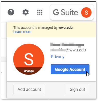 Screenshot - access your Google Account settings